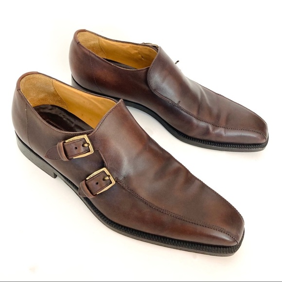 SERGIO ROSSI MENS BROWN LEATHER LOAFERS SIZE 8 - Picture 1 of 9